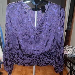 NWT White House Black Market Purple Patterned Blouse